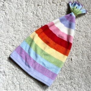 GAP: Vintage 2002 Holiday Rainbow Floppy Tasseled Fleece Winter Hat
